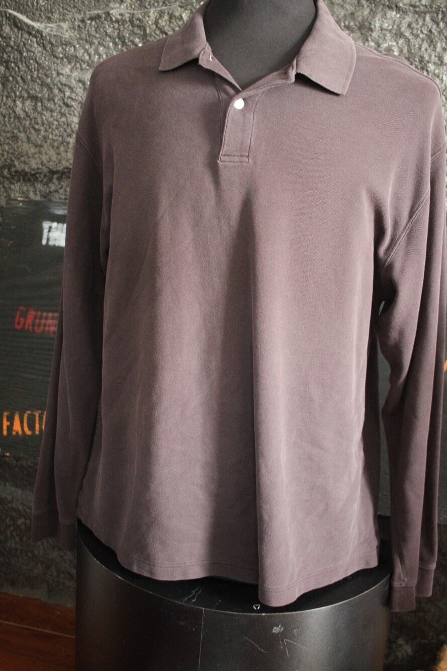 L.L.Bean Men's Large Long Sleeve Polo Shirt Brown Cotton Casual Classic LG Reg